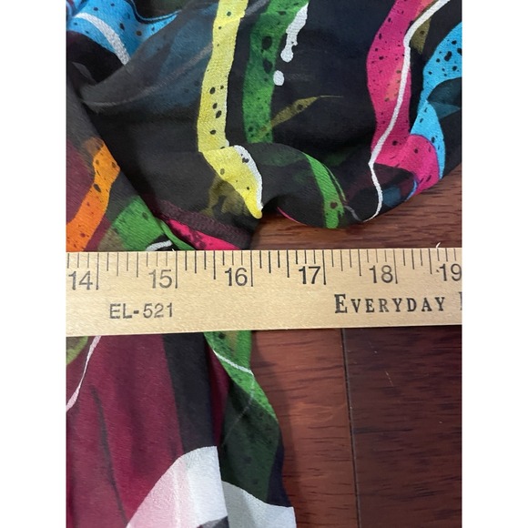 Custo Barcelona Y2K 60s Psychedelic Sheer Top Blouse Vibrant Funk Hip Sz 2 B34 - Picture 9 of 11